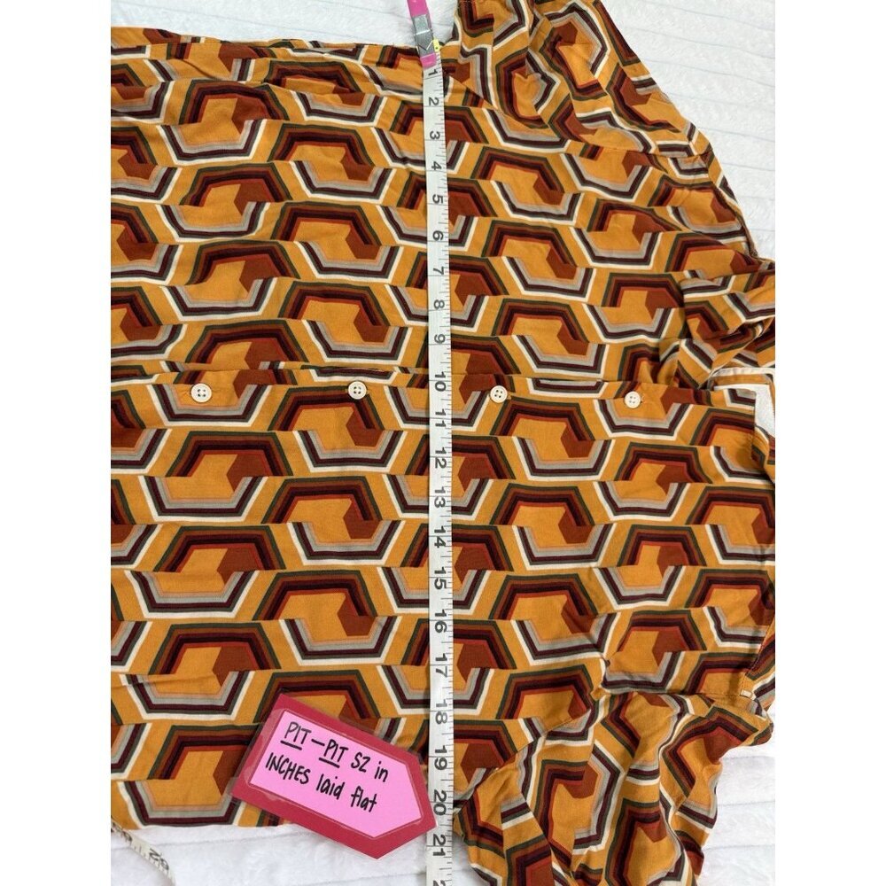 Denim & Flower Ricky Singh Orange Button-Up Hexagon Geometric Shirt SZ Large - Picture 9 of 13